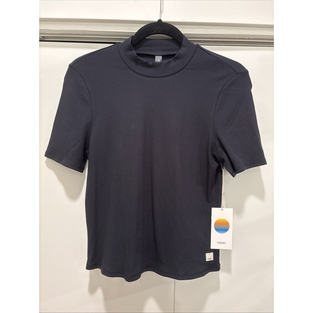 Vuori Pose Mock Neck Short Sleeve Top Black Size L